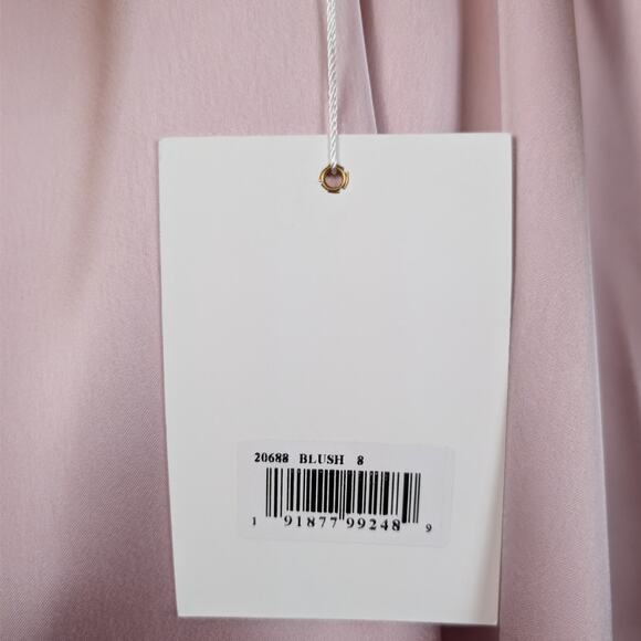 Mac Duggal Blush Pink Satin Puff Sleeve Cocktail Dress Size 8 NWT - Picture 6 of 16